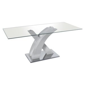 Mesa comedor cristal madera y metal