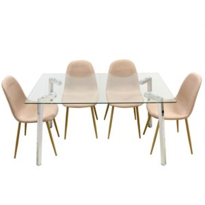 Mesa comedor metal y cristal