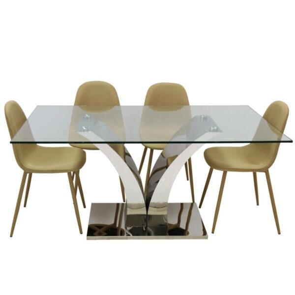 Mesa comedor metal y cristal